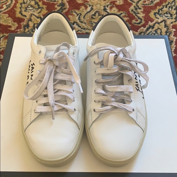 Saint Laurent Court Classic Logo Leather Sneakers - Picture 4 of 8